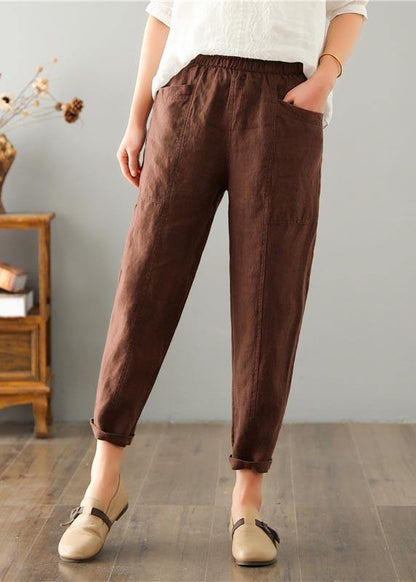 Damen Herbsthose aus Leinen-Baumwollmix mit elastischem Bund – Clara
