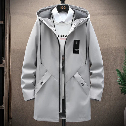 Herrenjacke mit Kapuze und langer Passform – Damian