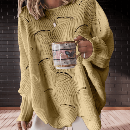 Damen Herbstpullover aus Rippenstoff mit asymmetrischem Saum – Annelie