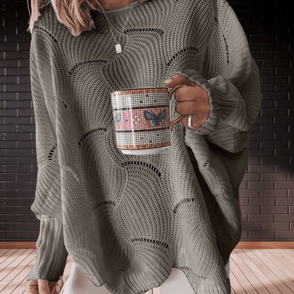 Damen Herbstpullover aus Rippenstoff mit asymmetrischem Saum – Annelie
