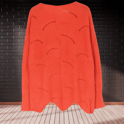 Damen Herbstpullover aus Rippenstoff mit asymmetrischem Saum – Annelie