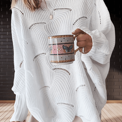 Damen Herbstpullover aus Rippenstoff mit asymmetrischem Saum – Annelie