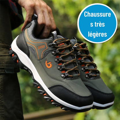 Graue orthopädische Wanderschuhe, atmungsaktiv, rutschfest, für Herren.