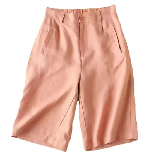 Damen Sommer-Shorts aus Leinen-Baumwolle in Knielänge – Elvira