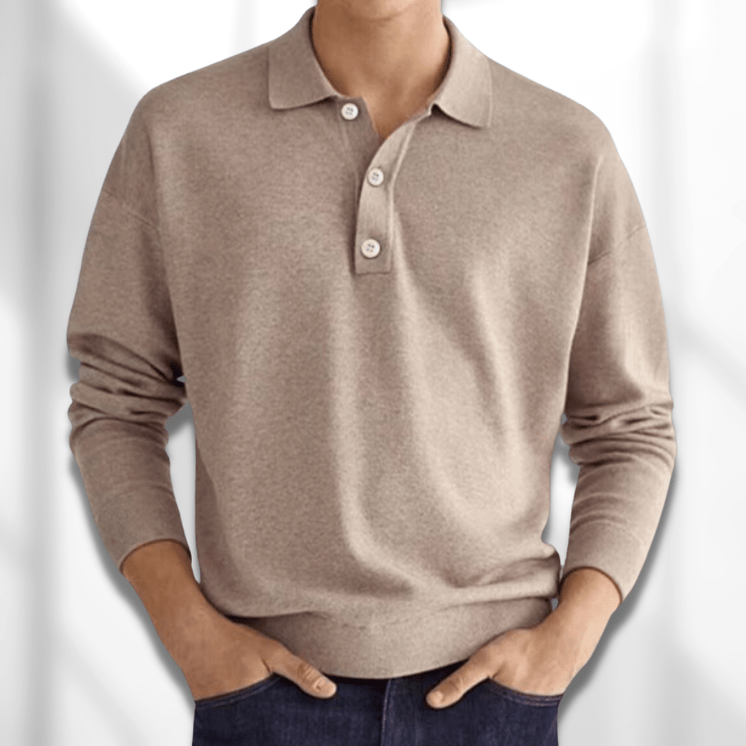 Herbstlicher Modern Fit Langarm-Herrenpolo – Lennard