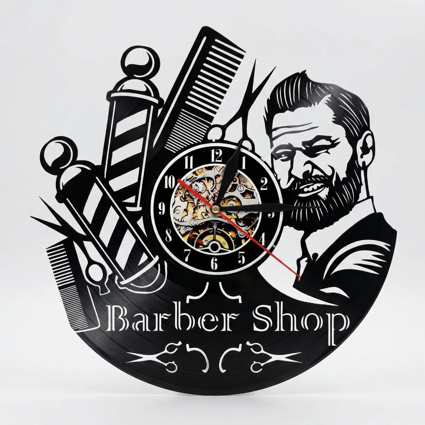 Dekorative Barbershop-Wanduhr - BarbelloTime