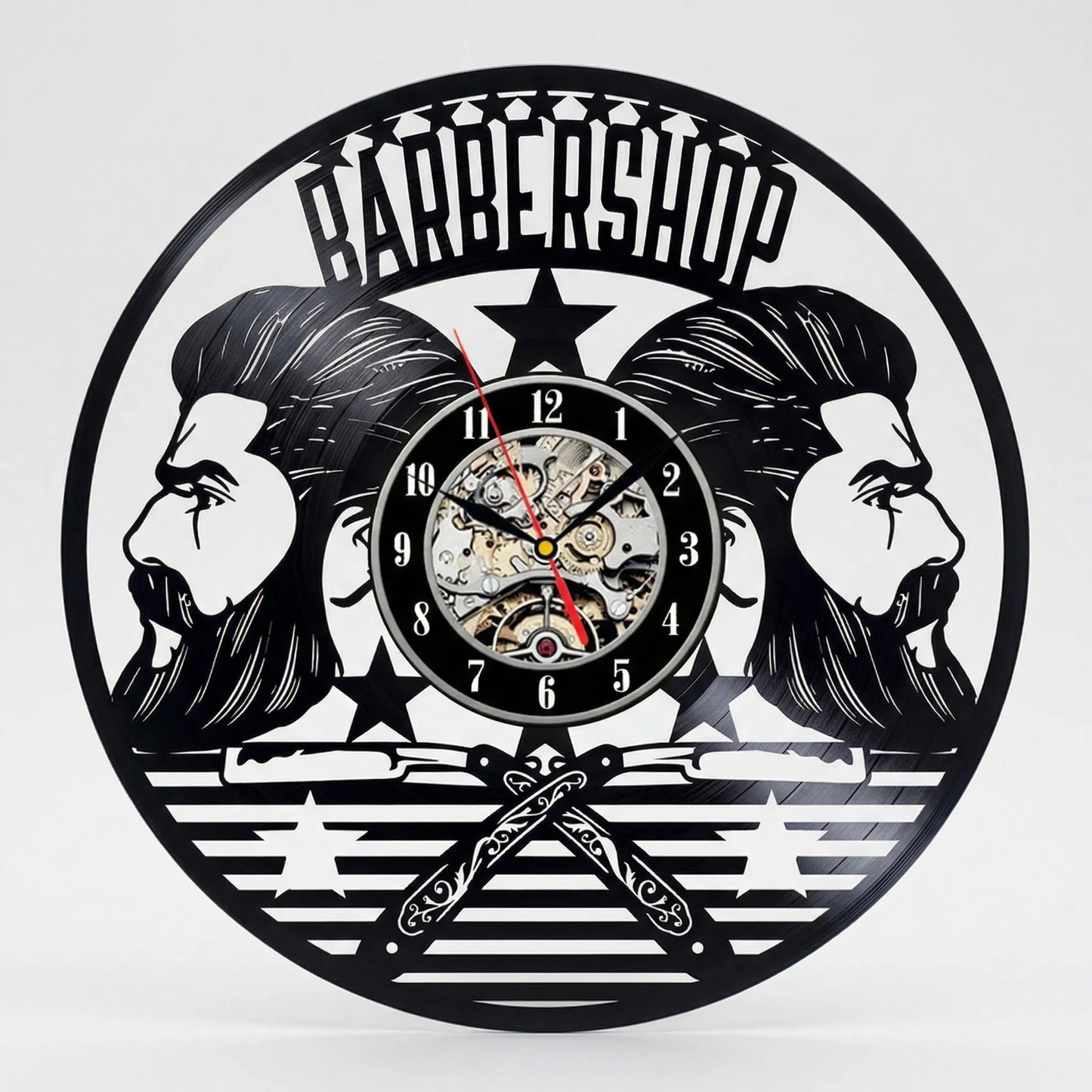 Dekorative Barbershop-Wanduhr - BarbelloTime