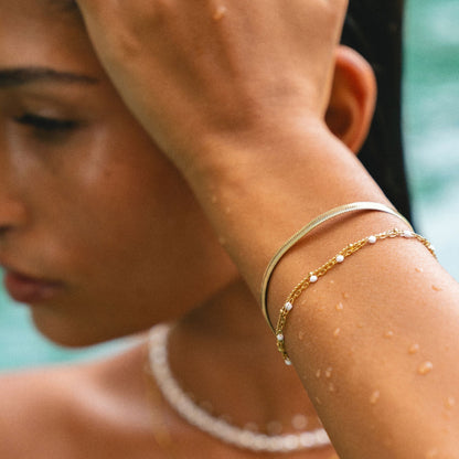 Doppelreihiges Perlenarmband - PearlWonders 