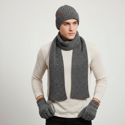 Dreiteiliges Gestricktes Winteraccessoire Set - WarmTrio