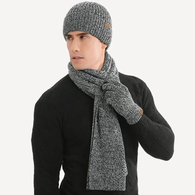 Dreiteiliges Gestricktes Winteraccessoire Set - WarmTrio