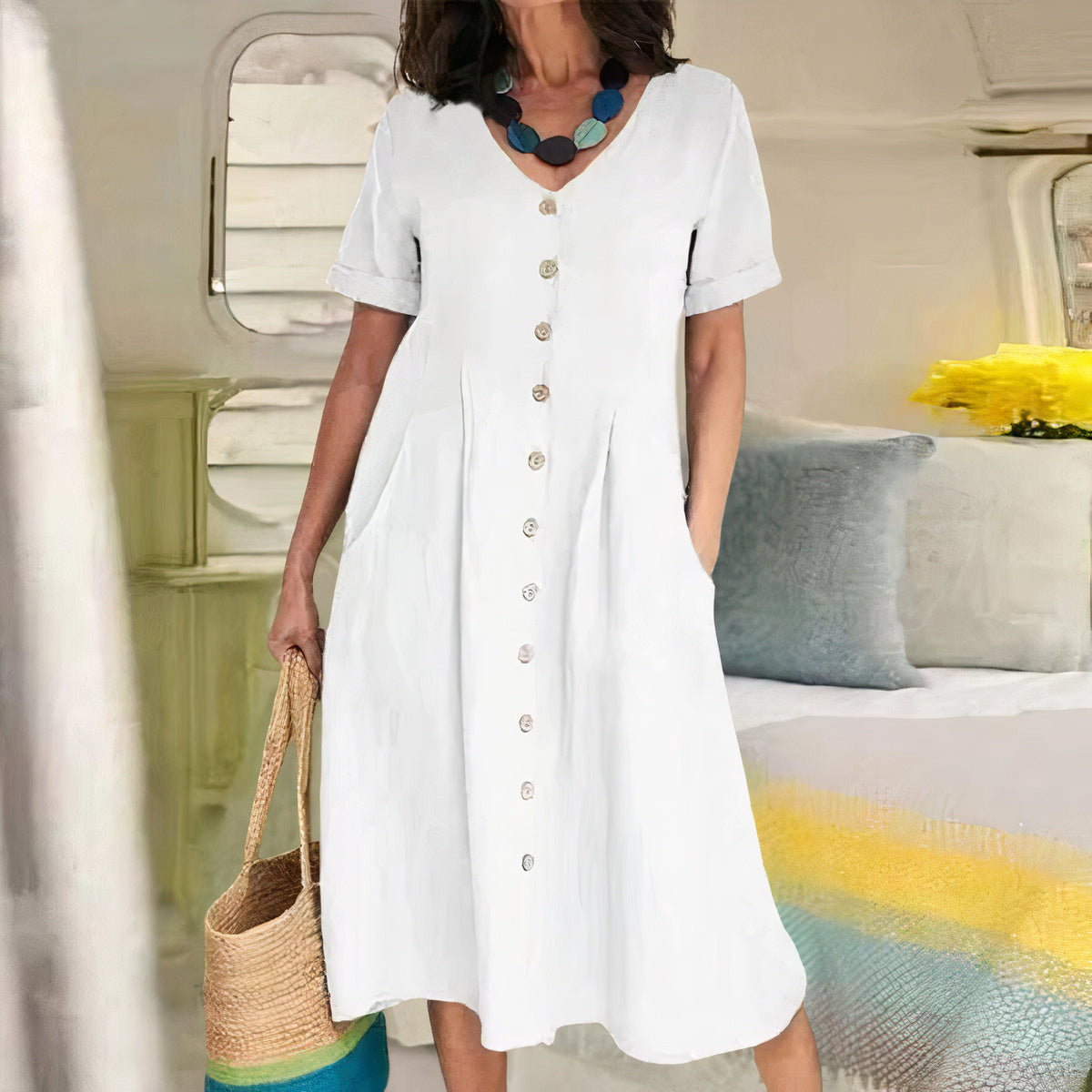Lässiges Baumwoll-Leinen Sommerkleid – Noor