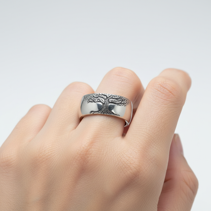 Edelstahlring Mit Baumdesign - TreeRing 