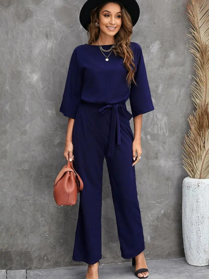 Damen-Jumpsuit mit Bindegürtel – Selina Herbstedition