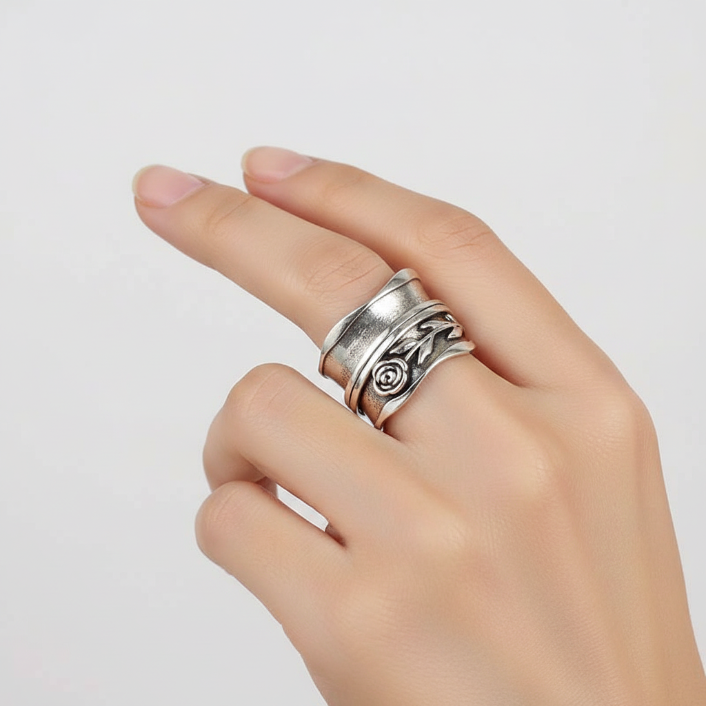 Eleganter Silberring - FloralRing 