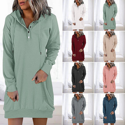 Herbstlicher Minimalistischer Long Damen Hoodie – Valeria