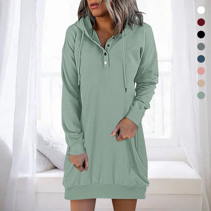 Herbstlicher Minimalistischer Long Damen Hoodie – Valeria