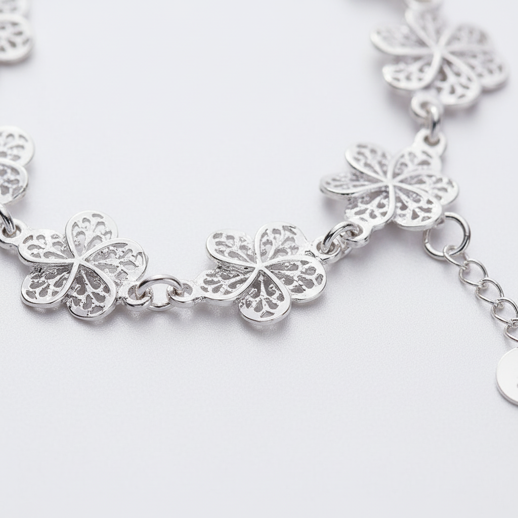 Filigranes Silberarmband - FlowerCuff 