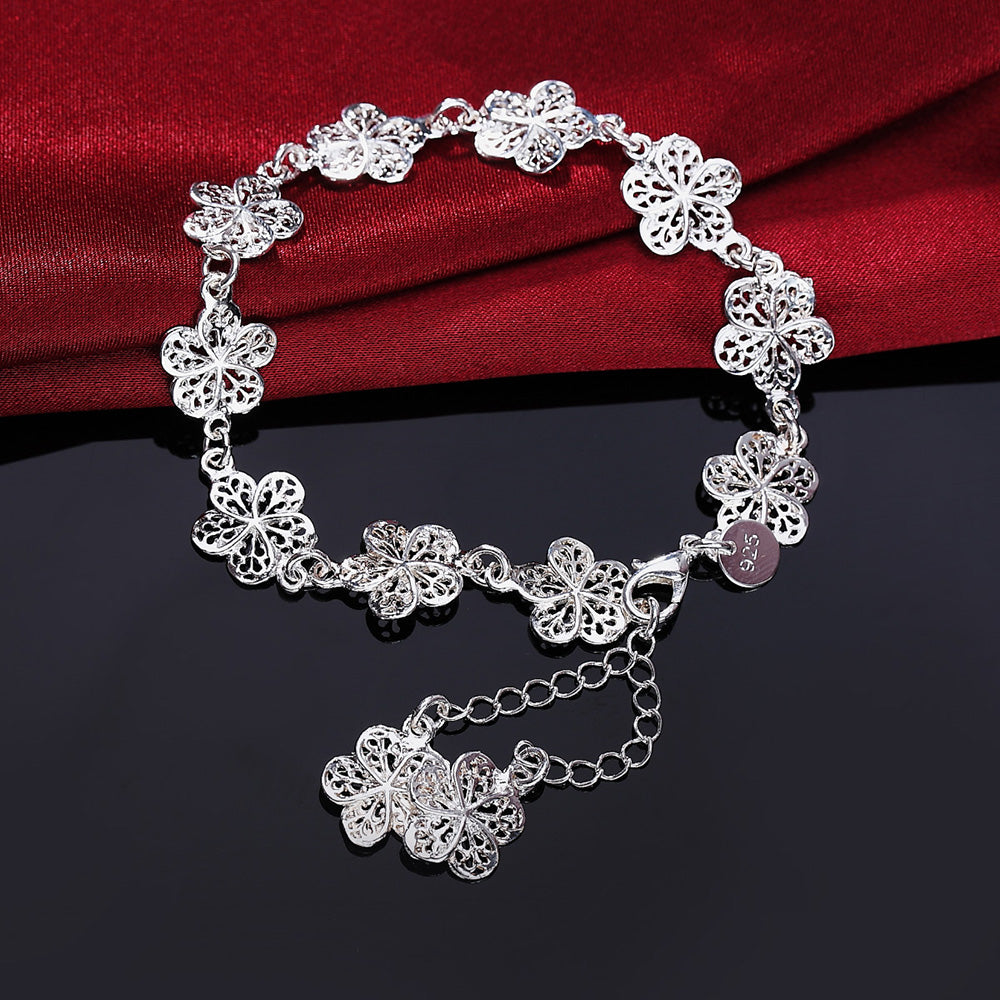 Filigranes Silberarmband - FlowerCuff 
