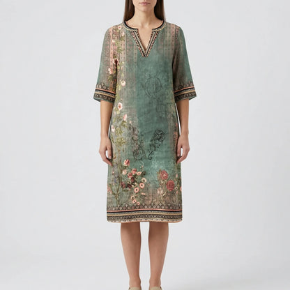 Floral Print Knee-Length Shift Dress - Jane
