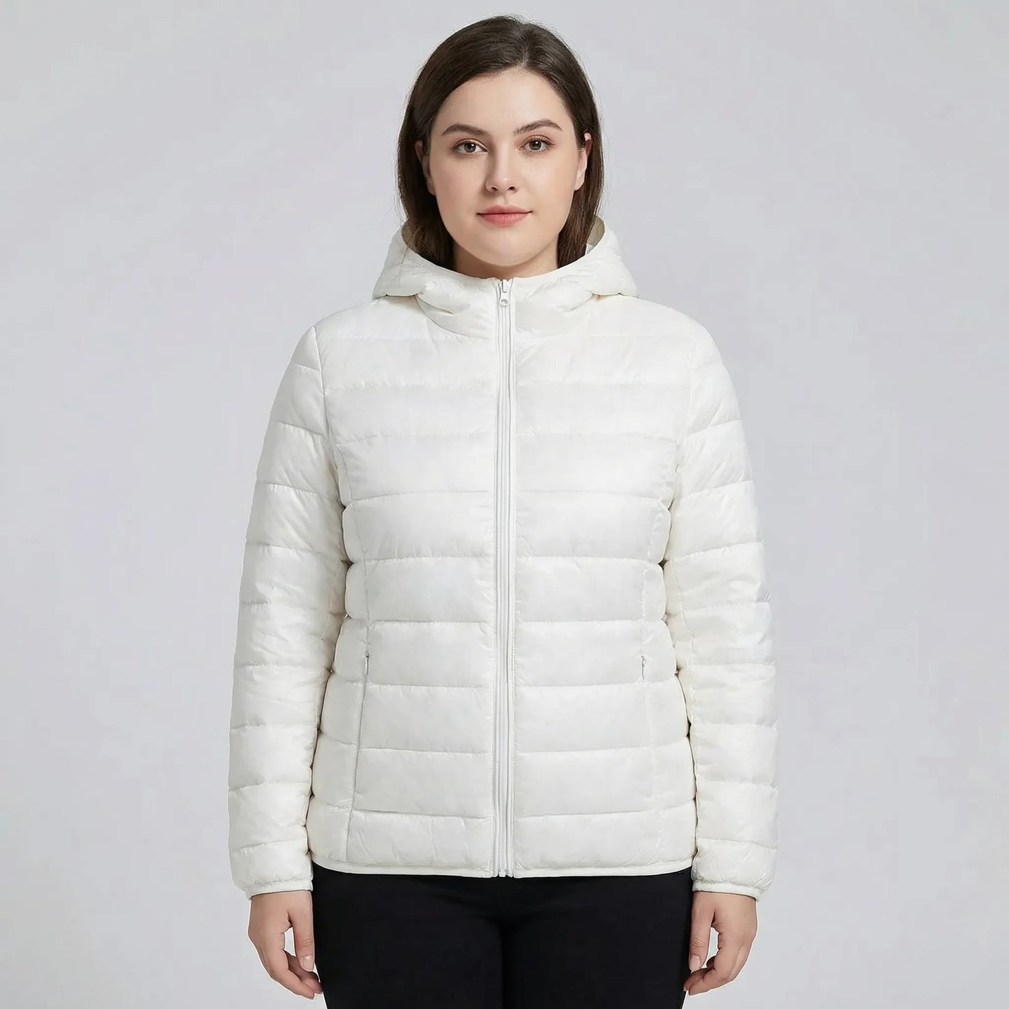 Gefütterte Jacke Mit Reißverschluss In Großen Größen - Rose