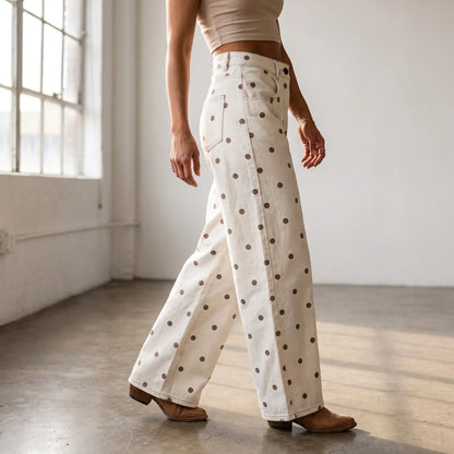 Gepunktete Barrel-Hose mit hohem Bund - Shawna
