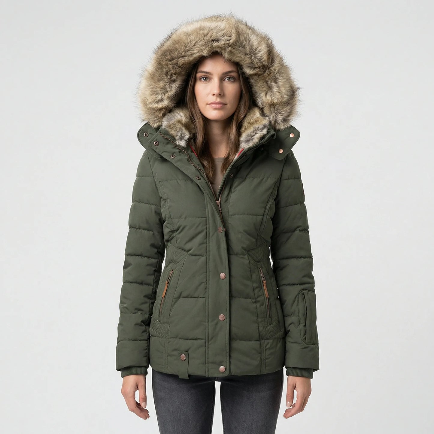 Gevoerde Winterjas Met Bontcapuchon - Sheryl