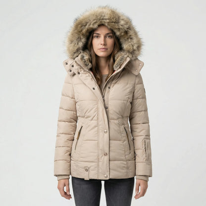 Gevoerde Winterjas Met Bontcapuchon - Sheryl