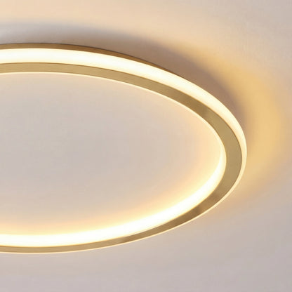 Nahaufnahme des schmalen Rings mit gebürstet wirkender goldener Kante und weich leuchtendem Diffusor 2