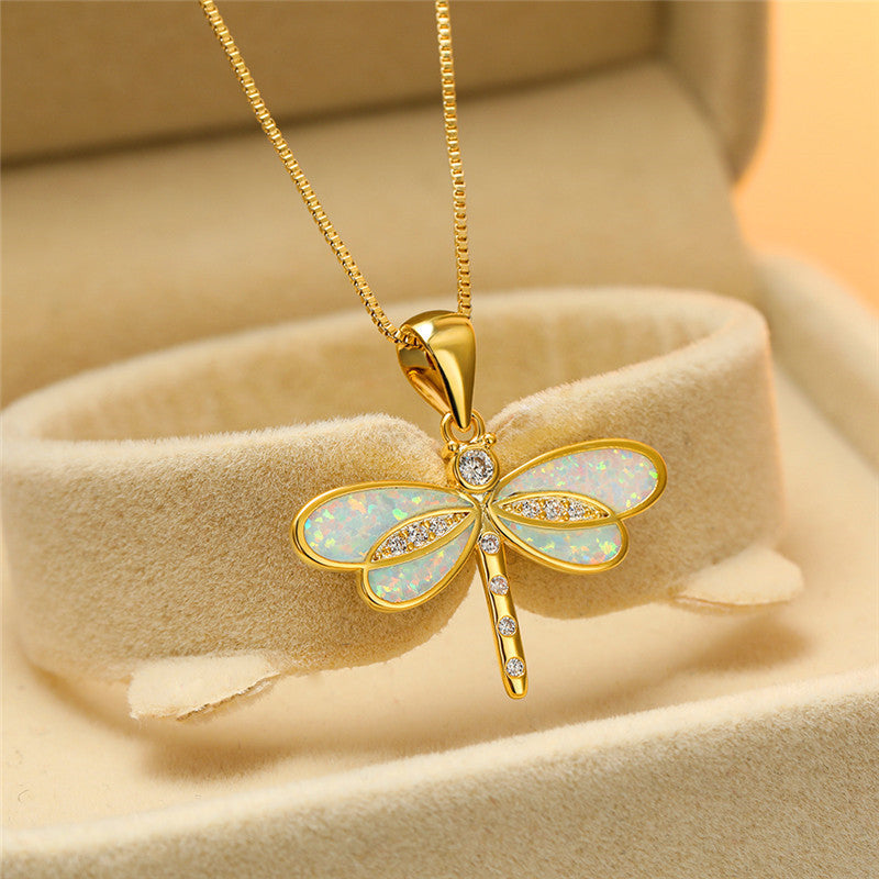 Goldene Halskette - DragonflyGlow 