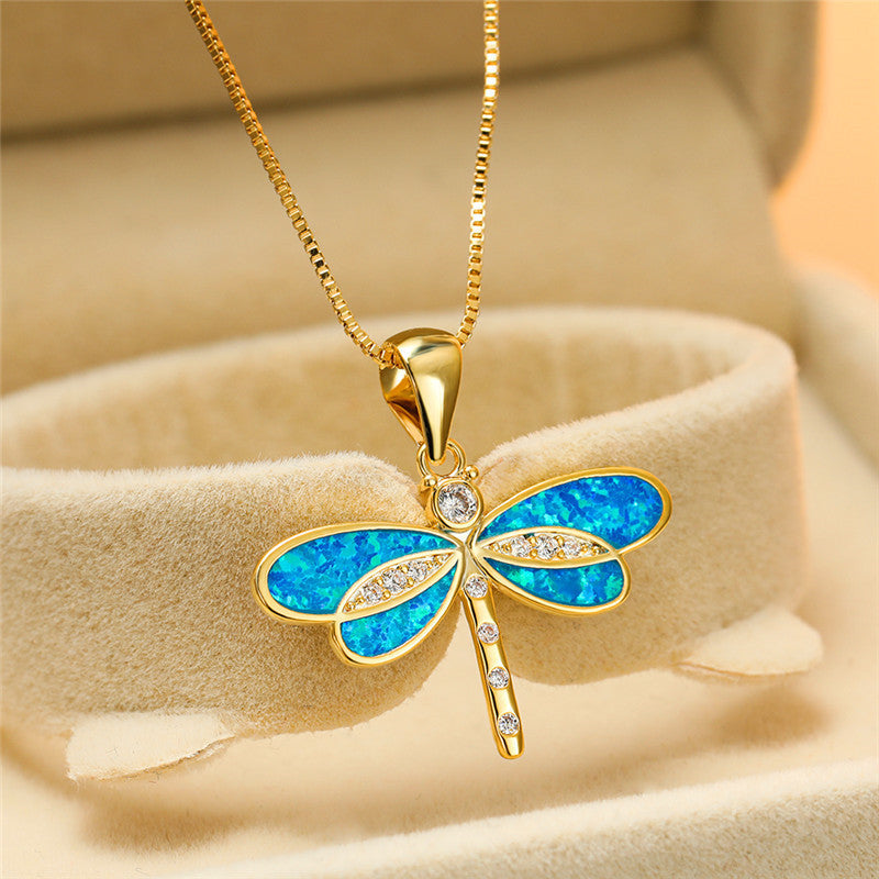 Goldene Halskette - DragonflyGlow 