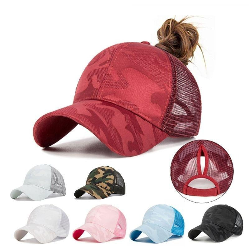 Trendige Damen Baseballcap mit Zopfloch & Klettverschluss – Leona