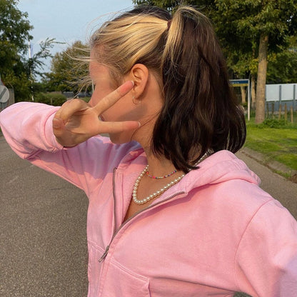 Herbstliche Trendige Figurbetonte Damen Cropped Zip-Up Hoodie mit Kapuze – Alina