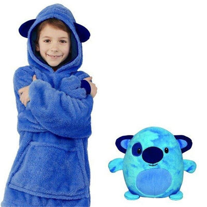 Winter-Kinder-Hoodie mit Plüsch-Tierfunktion zum Wenden – Momo Schneeflocke Edition