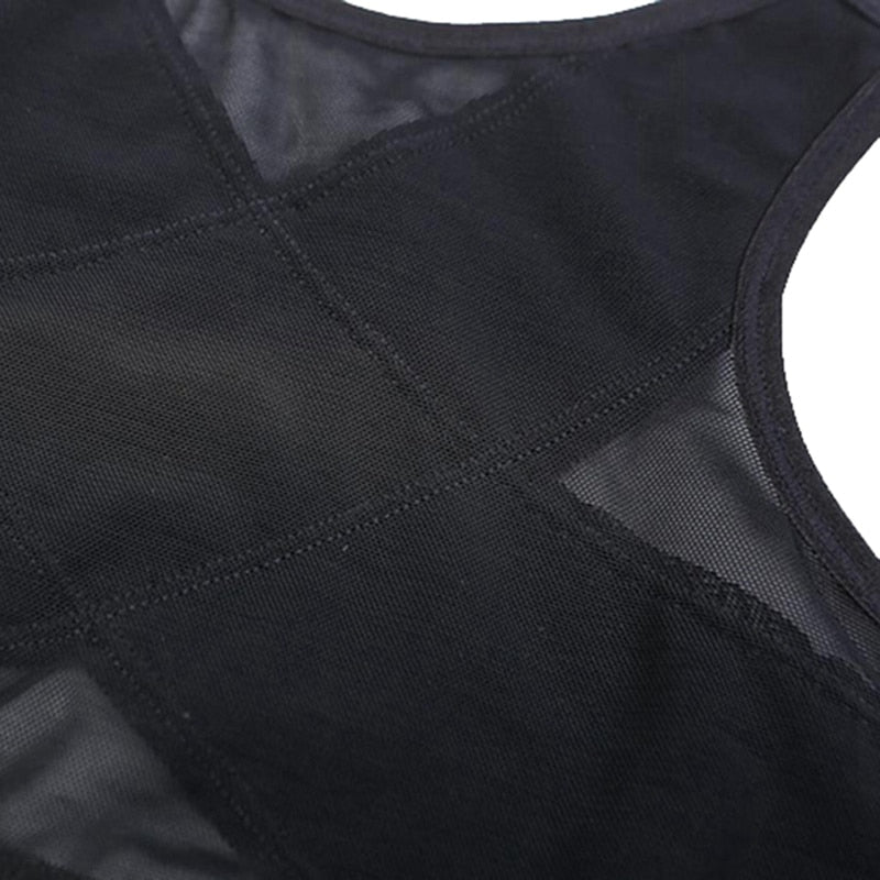 Schwarzes Sport-BH-Oberteil aus Mesh, atmungsaktiv, Damenbekleidung, Fitnessmode.