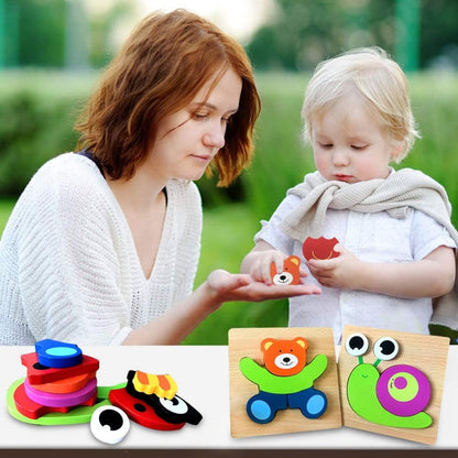 Montessori Lernpuzzle aus Holz – FarbenFreude (1+1 Gratis)