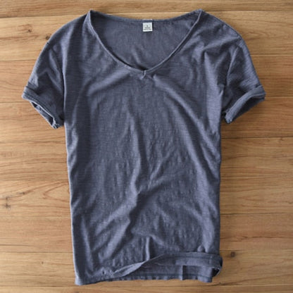 Herren V-Ausschnitt Leinen Shirt – Luca