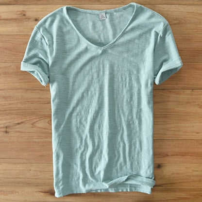 Herren V-Ausschnitt Leinen Shirt – Luca