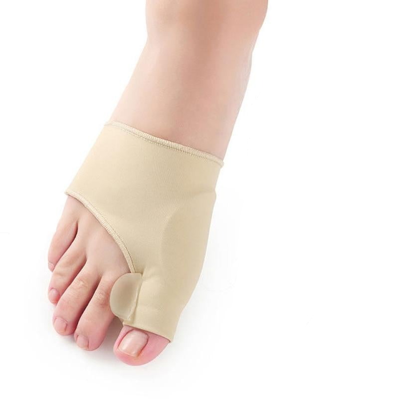 Beige Hallux Valgus Korrekturbandage für Fuß, Zehenschutz, Schmerzlinderung, elastisch.
