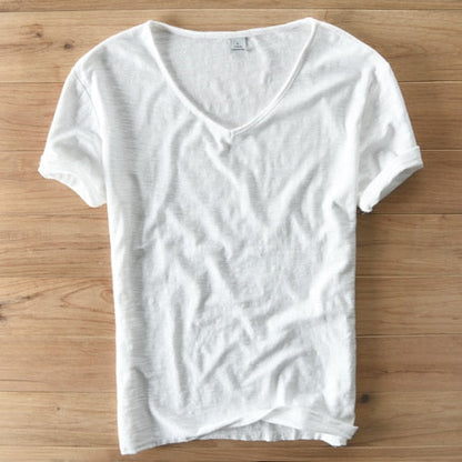 Herren V-Ausschnitt Leinen Shirt – Luca