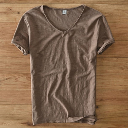 Herren V-Ausschnitt Leinen Shirt – Luca