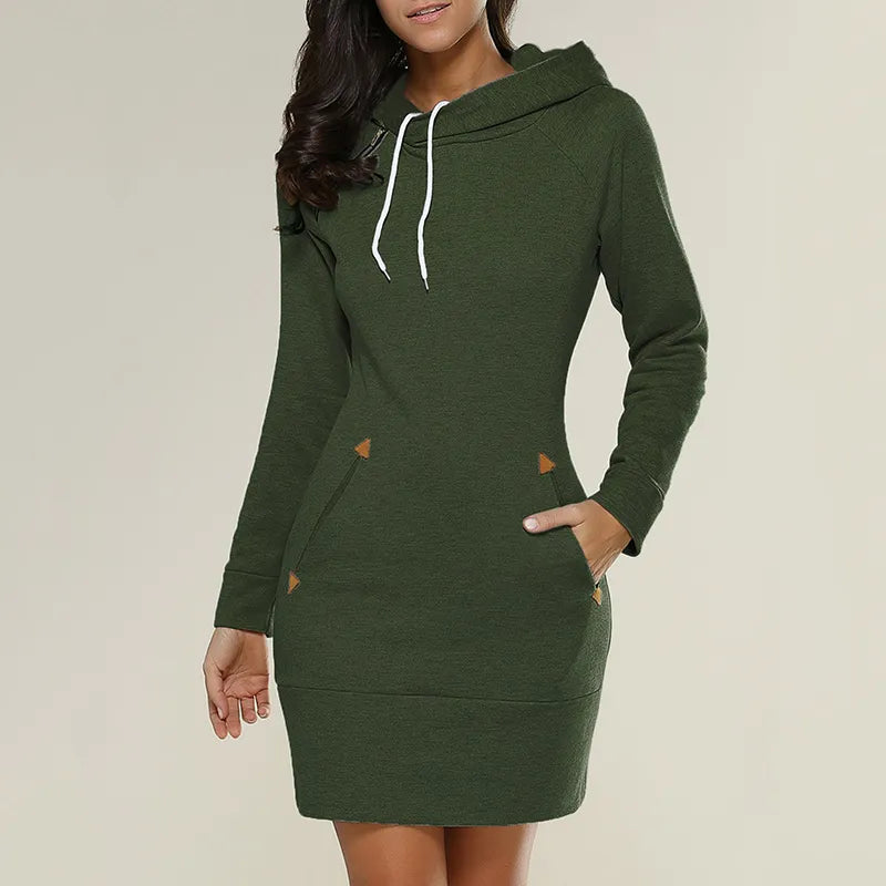 Herbstliches Kapuzen-Sweatkleid mit Taschen – Isabella