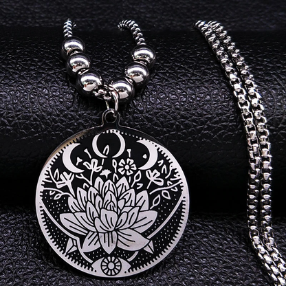 Halskette Mit Lotusmotiv - SilverPower 