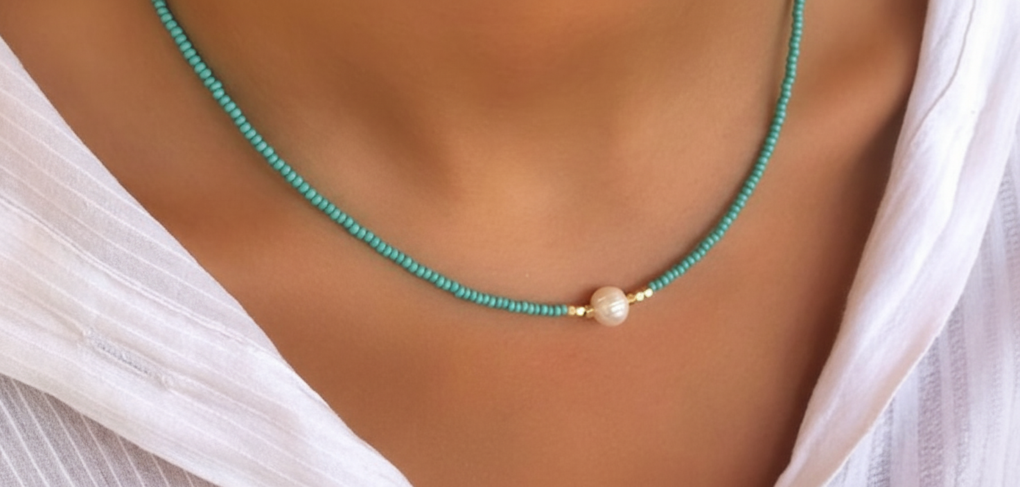 Handgefertigte Perlenkette - ShimmerLuxe 