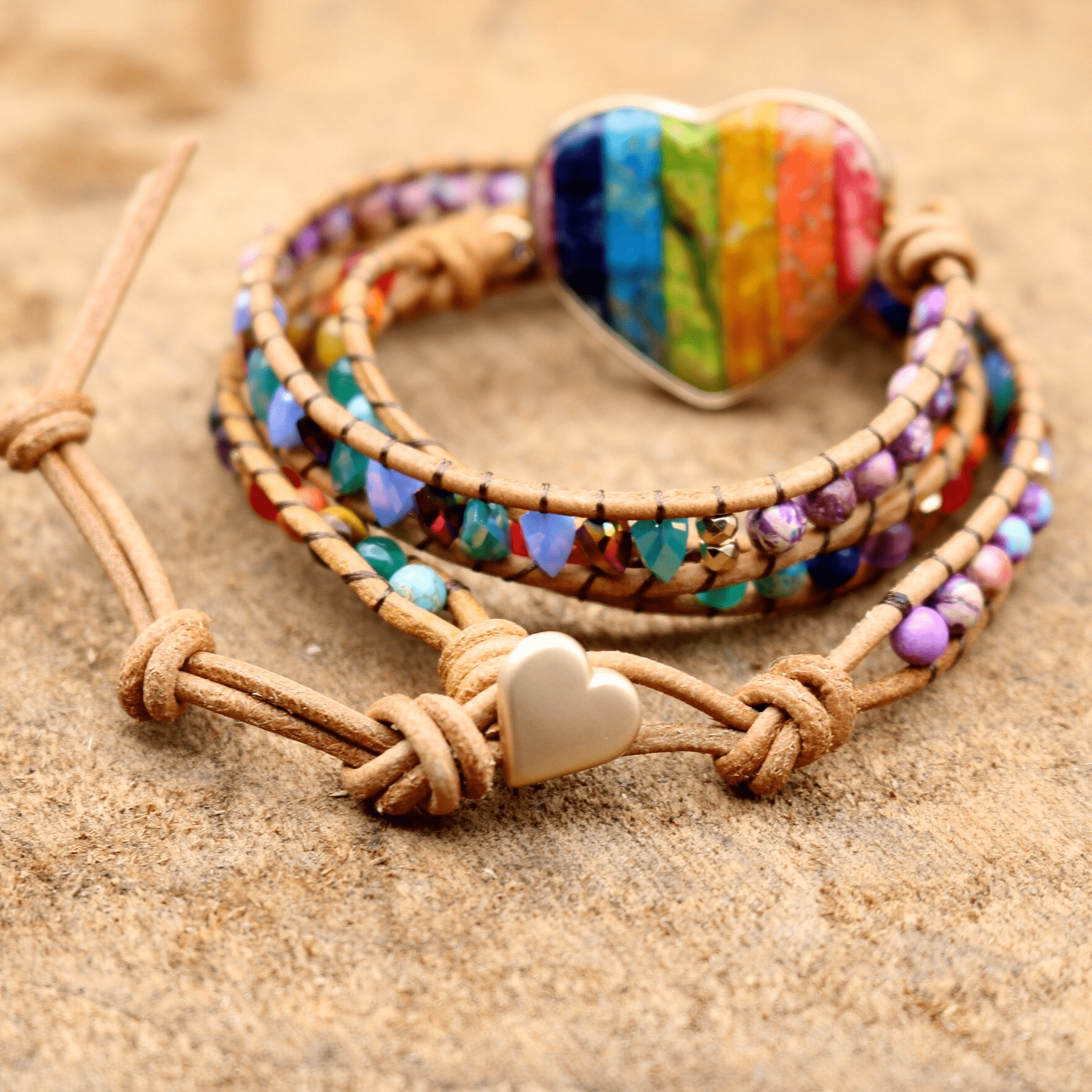 Handgefertigtes Wickelarmband - Heartlove 