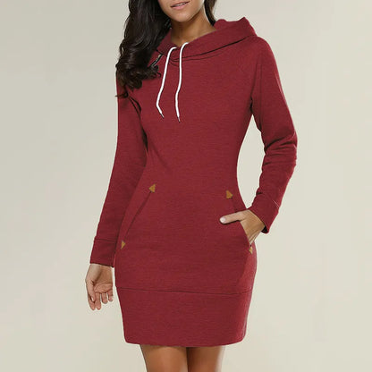 Herbstliches Kapuzen-Sweatkleid mit Taschen – Isabella