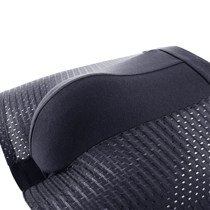 Detailansicht der schwarzen Boxershorts mit glattem Einsatz im Schritt und gelochtem Netzstoff an den Seiten 5