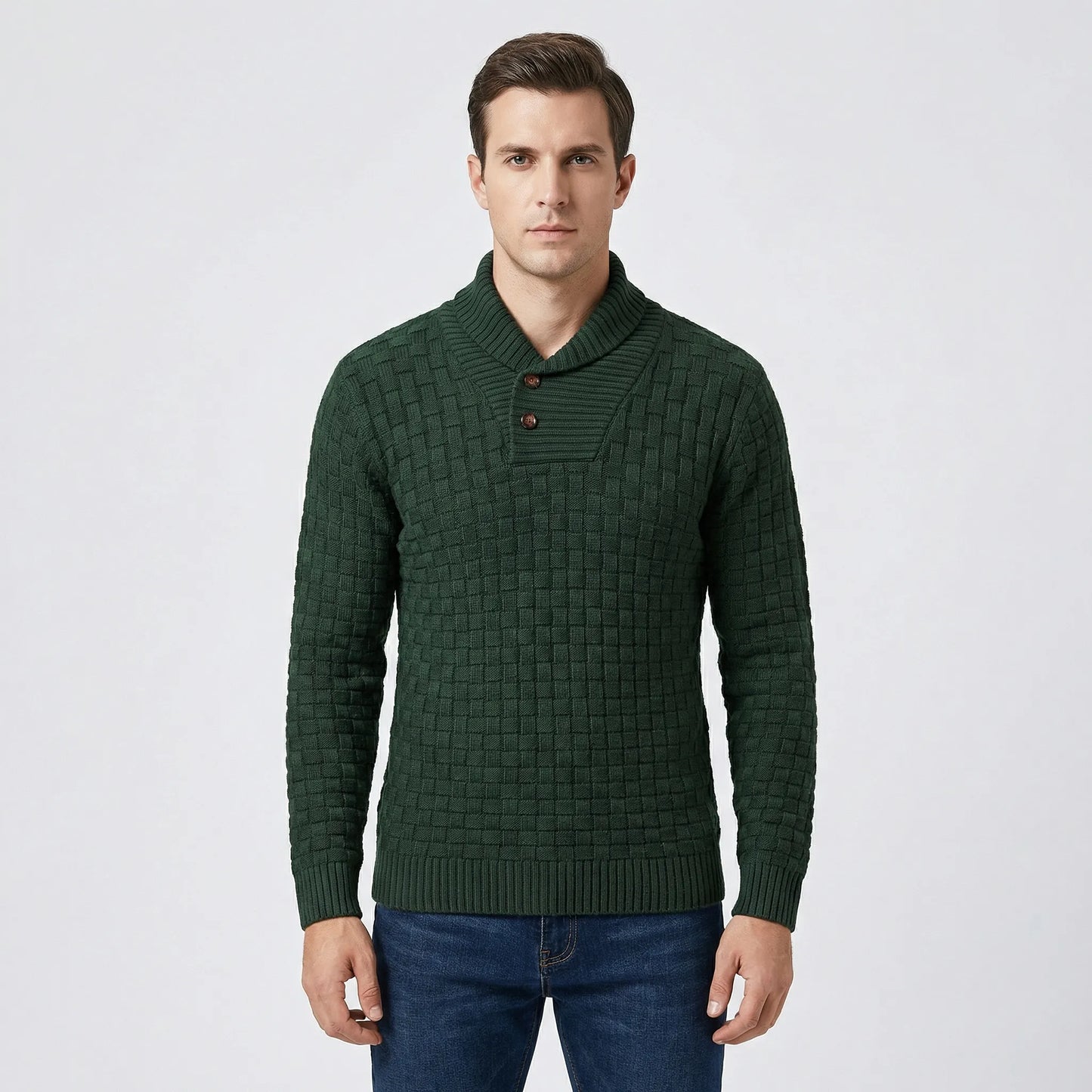 Herrenpullover Mit Schalkragen Und Strickmuster - Lenny