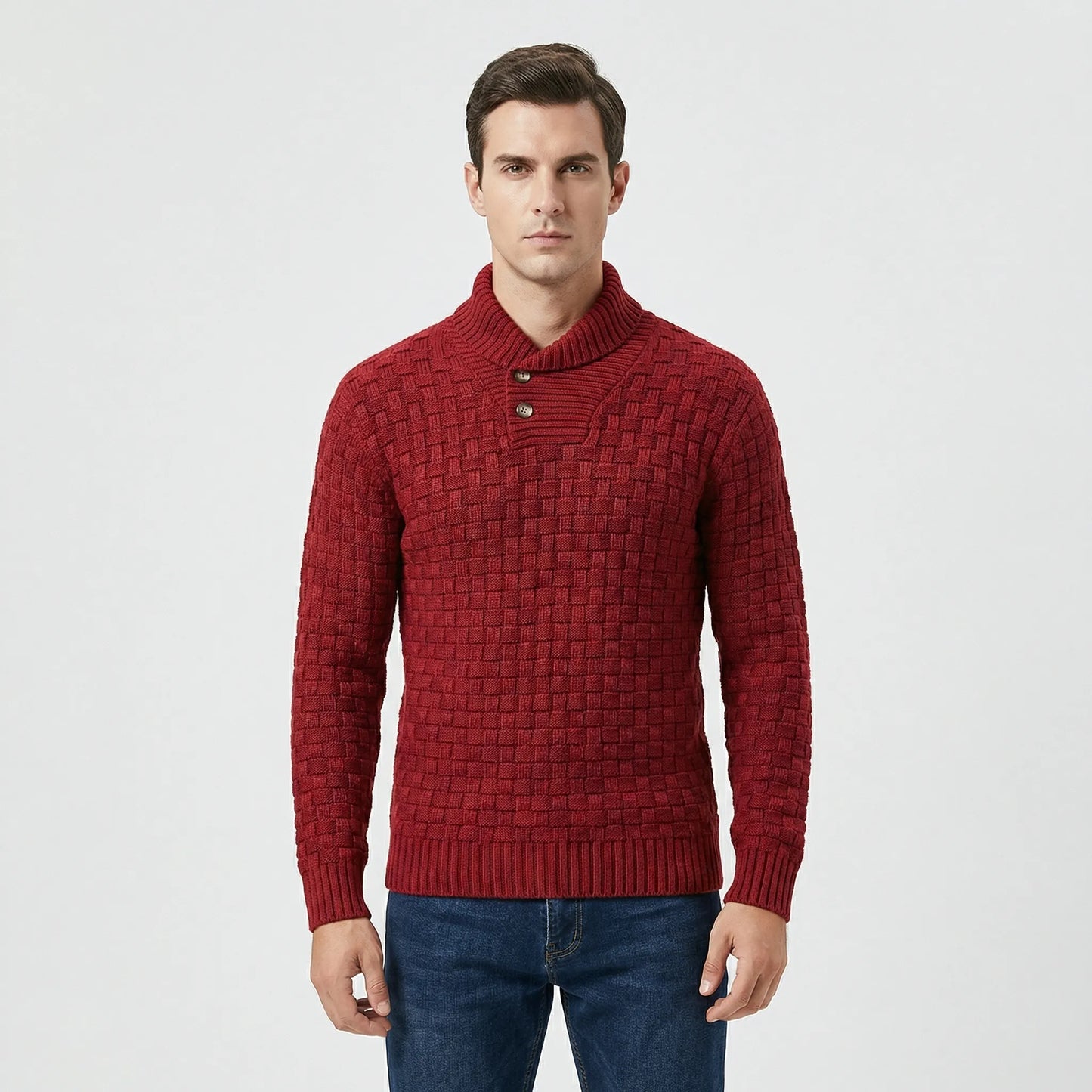 Herrenpullover Mit Schalkragen Und Strickmuster - Lenny