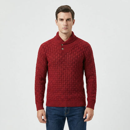 Herrenpullover Mit Schalkragen Und Strickmuster - Lenny