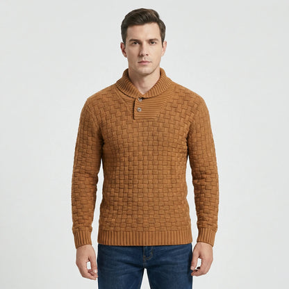 Herrenpullover Mit Schalkragen Und Strickmuster - Lenny